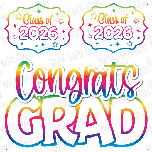 Congrats Grad Half Sheet Bright Rainbow