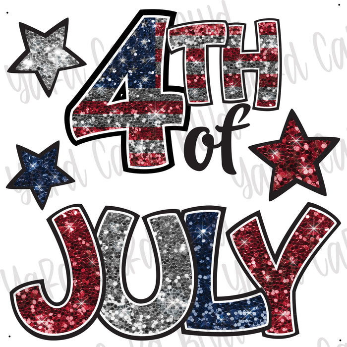 4th of July Half Sheet - Flag Glitter