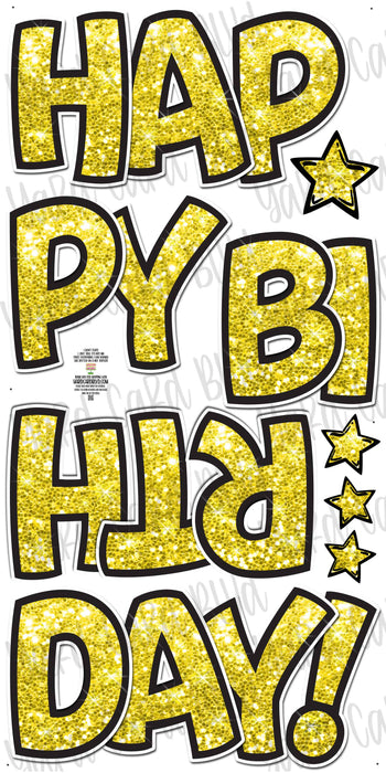 BB FAB5 Happy Birthday Splash Set in Yellow Glitter