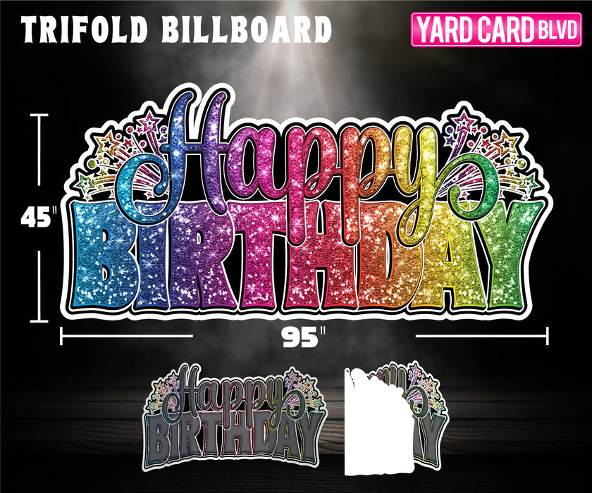 BF Happy Birthday Trifold Billboard - Choose Your Color