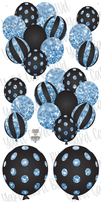 Balloon Bundles in Black with Blue Bokeh