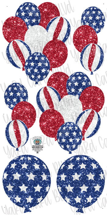 Balloon Bundles in Red, White and Blue Glitter