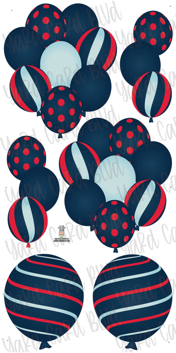 Balloon Bundles - Navy, Red, & Light Blue