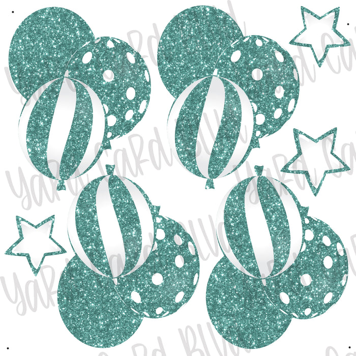Balloon Bundles Half Sheet Aqua Glitter