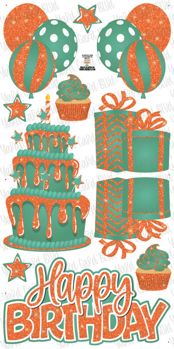 Birthday Cake Splash Set Teal & Orange