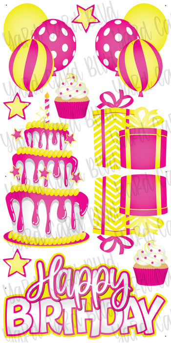 Birthday Cake Splash Set Bright Pink & Yellow
