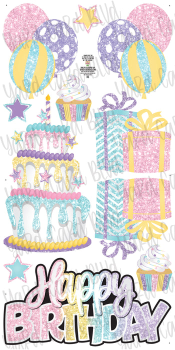 Birthday Cake Splash Set Pastel Glitter