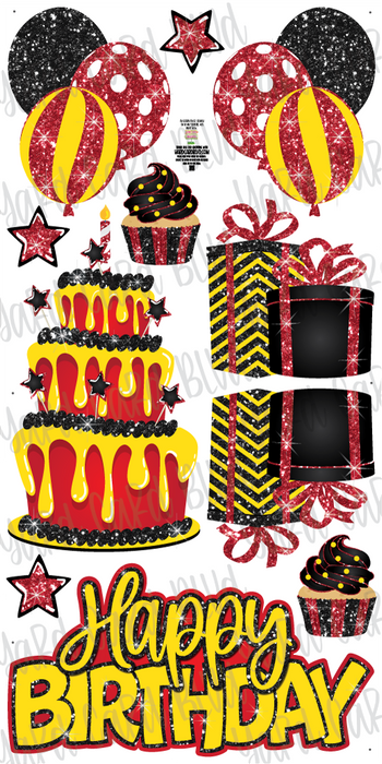 Birthday Cake Splash Set - Red, Yellow and Black