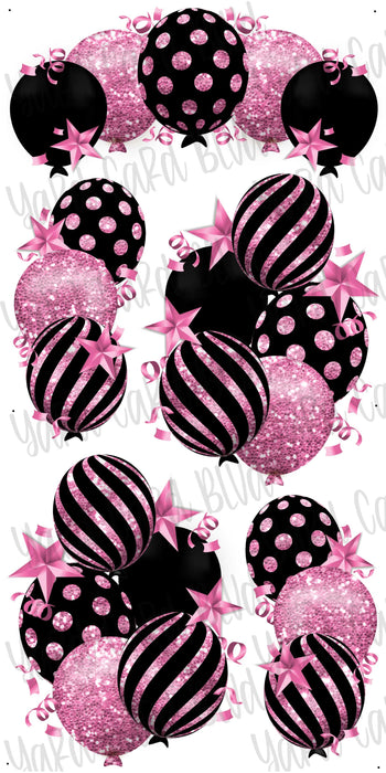 Celebrate Balloon Bundles - Black and Hot Pink Glitter