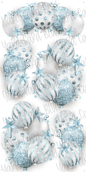 Celebrate Balloon Bundles - White and Light Blue Glitter