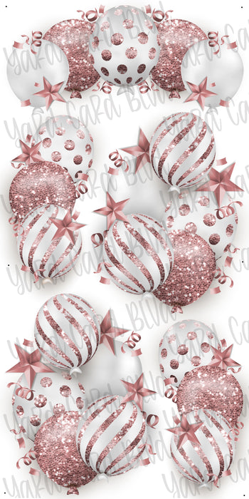 Celebrate Balloon Bundles - White and Rose Gold Glitter