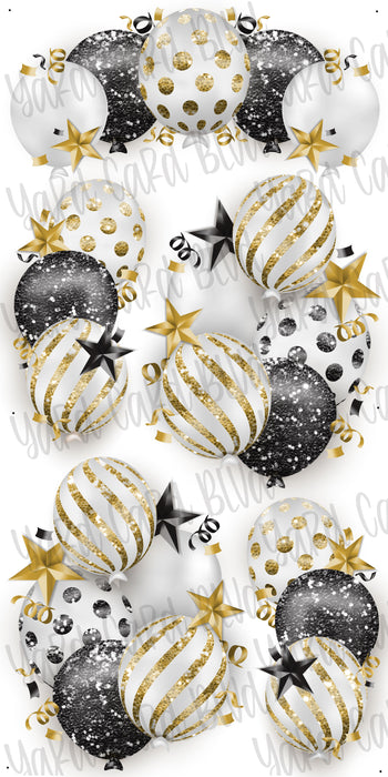 Celebrate Balloon Bundles - White, Black & Gold