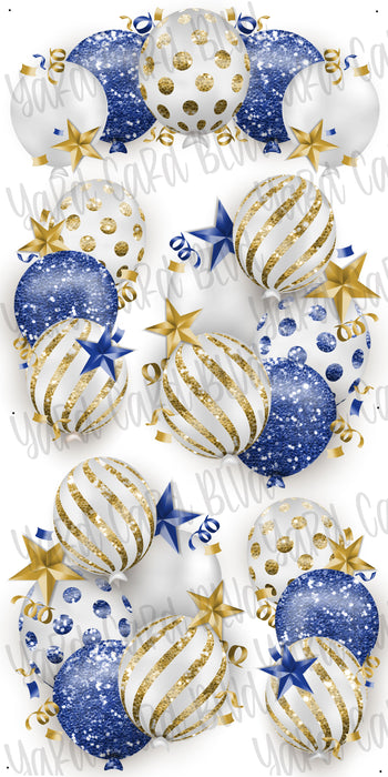 Celebrate Balloon Bundles - White, Blue & Gold