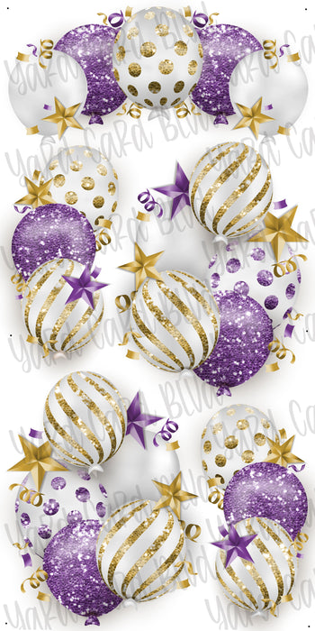 Celebrate Balloon Bundles - White, Purple & Gold