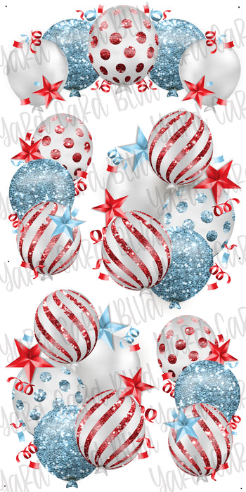 Celebrate Balloon Bundles - White, Red & Light Blue