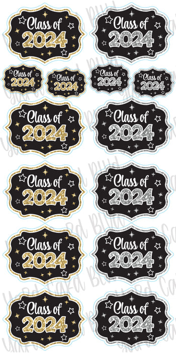 Class of 2024 Keepsake Gold and Silver Glitter