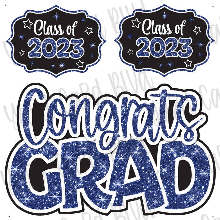 Congrats Grad Half Sheet Blue Glitter