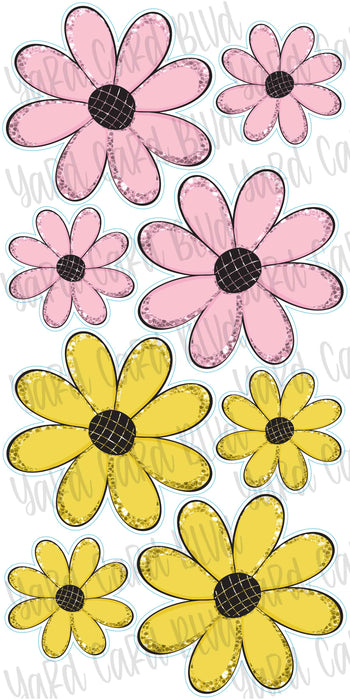 Daisies - Light Pink & Light Yellow