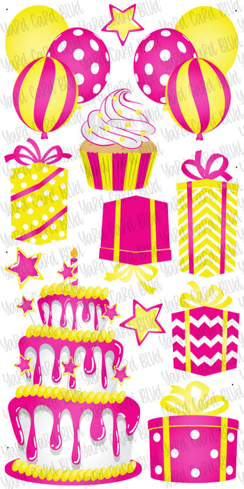 Bright Pink and Yellow Flair Set