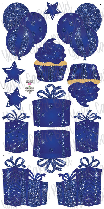 Mirrored Blue Glitter Flair Set