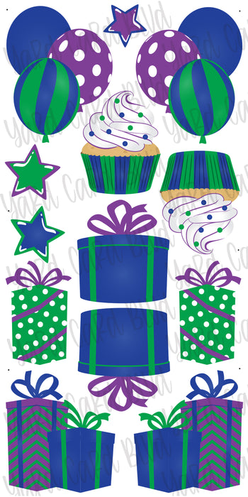 Mirrored Green, Purple and Blue Flair Set
