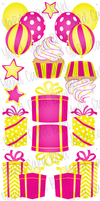 Mirrored Bright Pink & Yellow