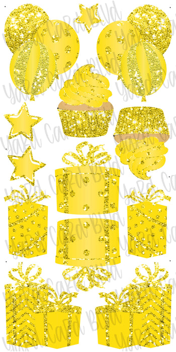 Mirrored Yellow Flair Set - Chunky Glitter