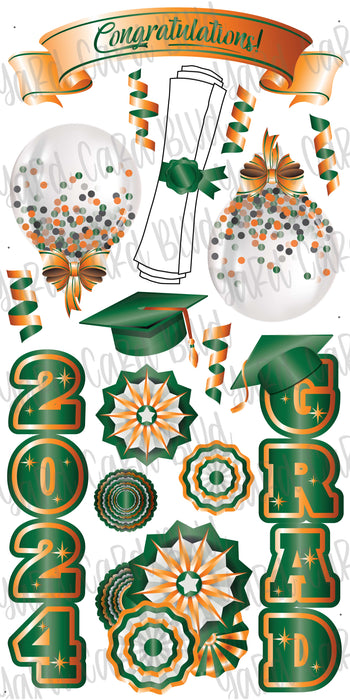 Congratulations Grad 2024 Orange and Green