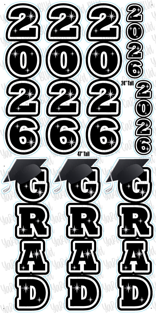 Grad 26 Letters Grad 2026 Stacks - Silver — Yard Card Blvd