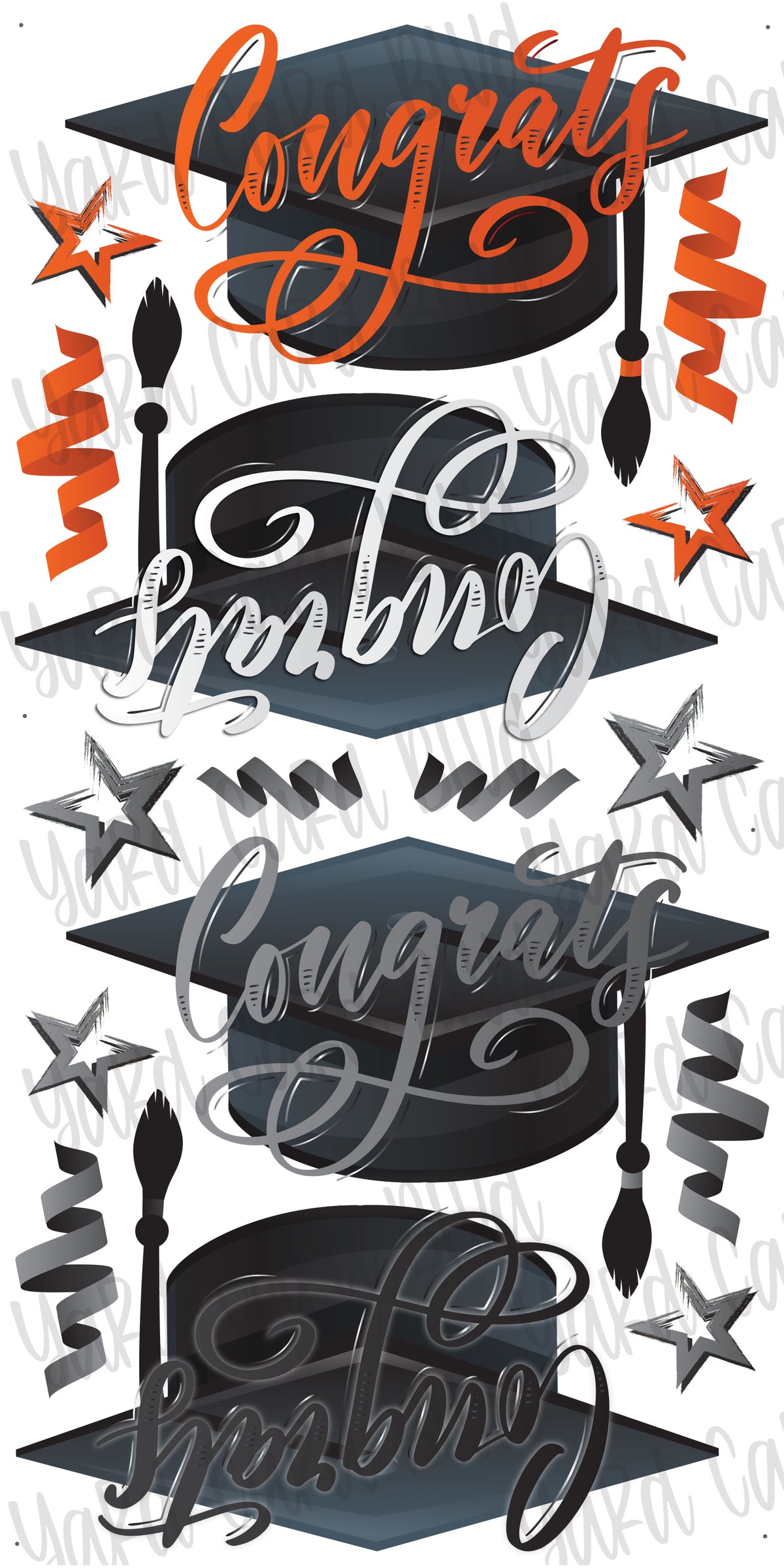 Graduation Hats! Congrats Grad Multicolor 3 — Yard Card Blvd