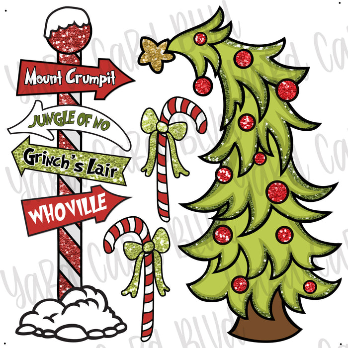 Grinch Tree and Sign Half Sheet