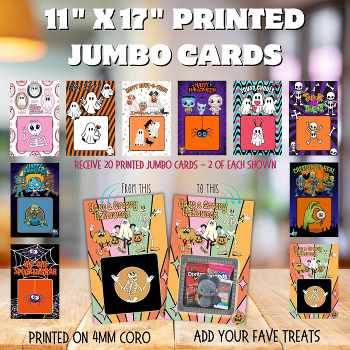 20 Pc Printed Halloween Jumbo Card Mixed Set