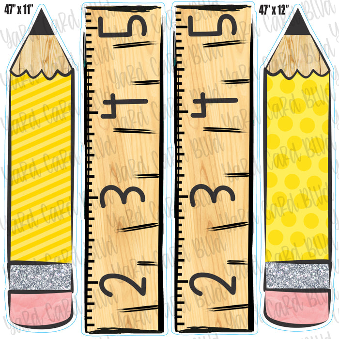 School Pencils and Rulers Half Sheet