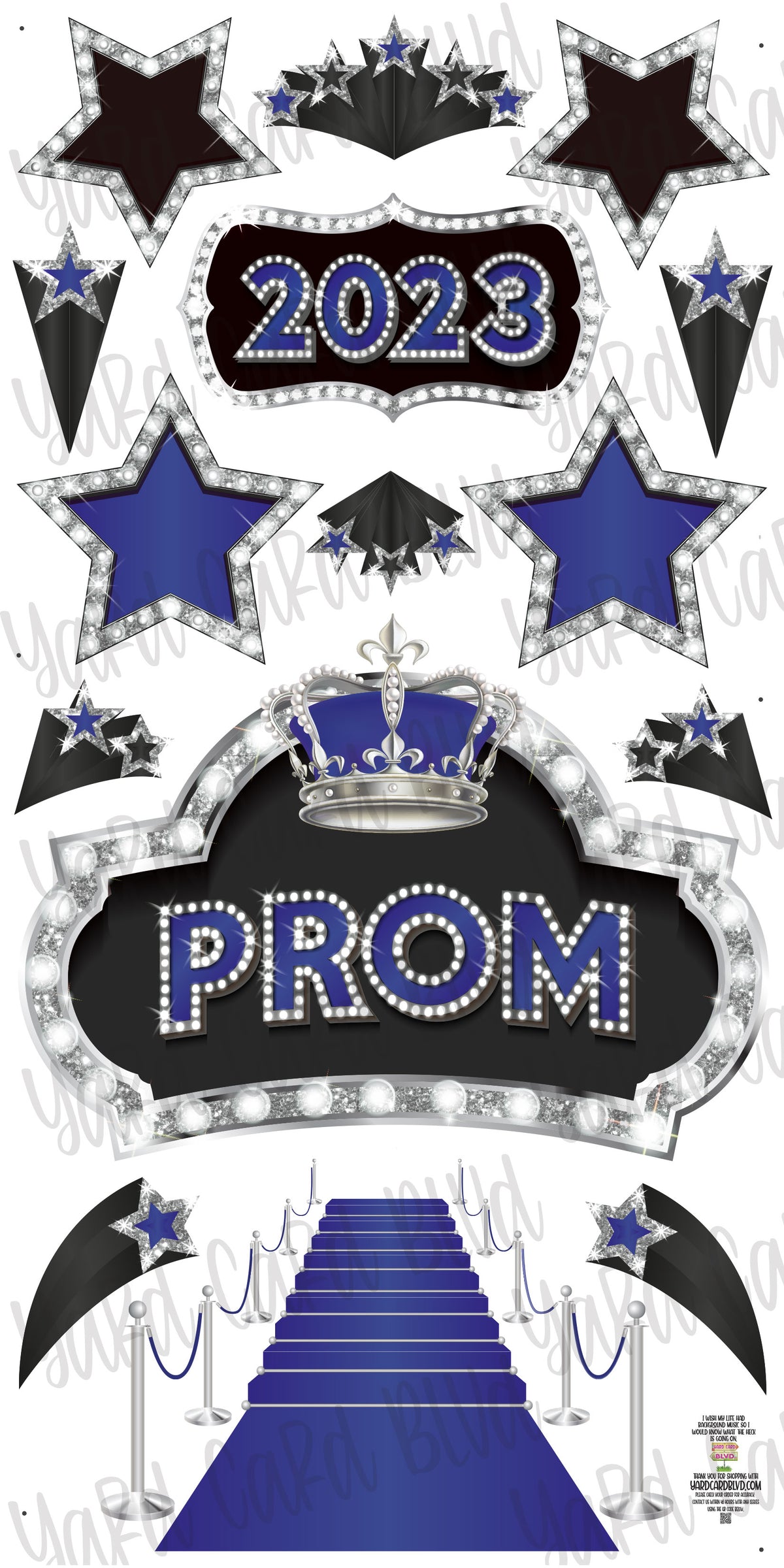 Silver and Blue Carpet Prom — Yard Card Blvd
