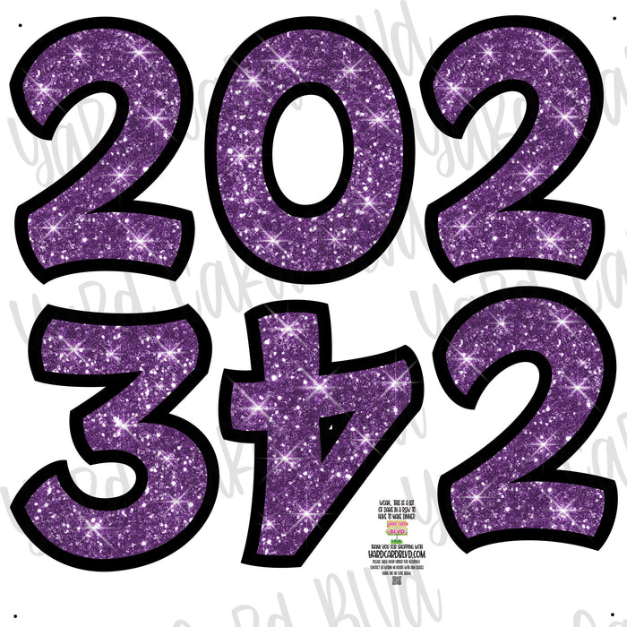 Grad Years Half Sheet - Purple Glitter