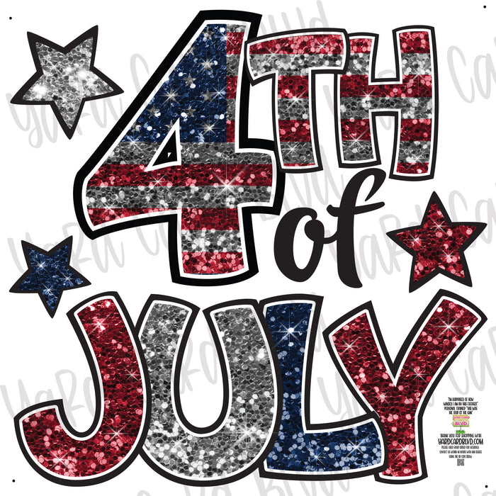 4th of July Half Sheet - Flag Glitter