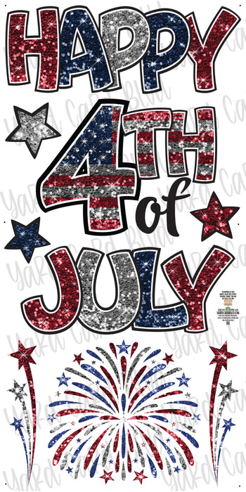 Happy 4th of July- Flag Glitter