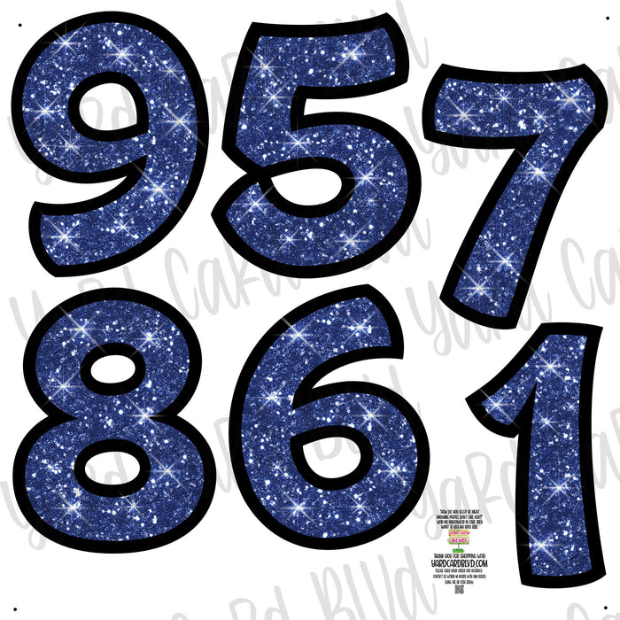 Add On Numbers Half Sheet - Blue Glitter