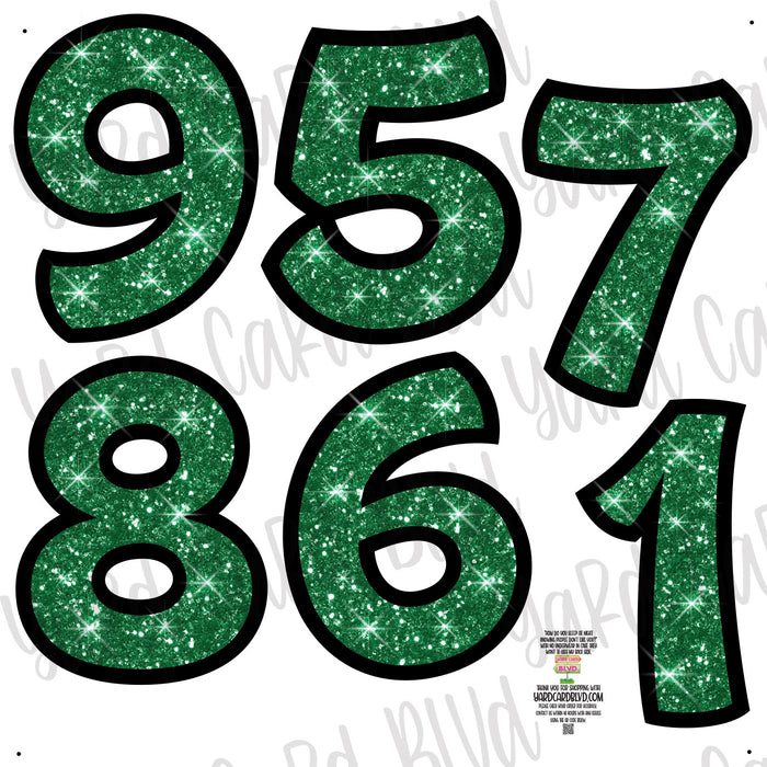 Add On Numbers Half Sheet - Green Glitter