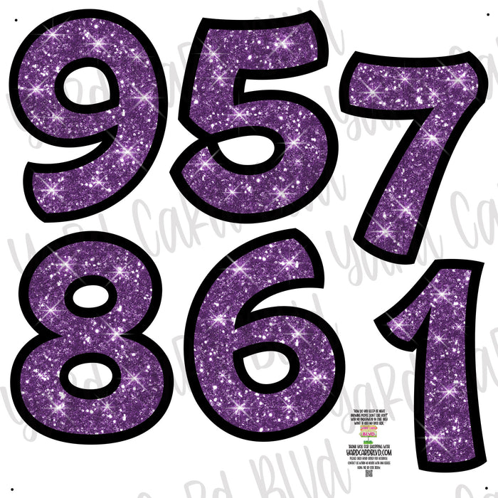 Add On Numbers Half Sheet - Purple Glitter