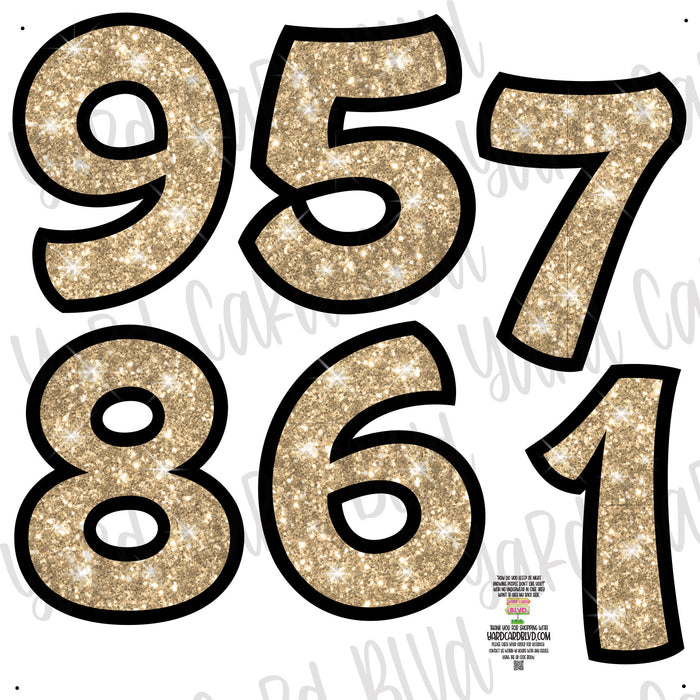 Add On Numbers Half Sheet - Vegas Gold Glitter