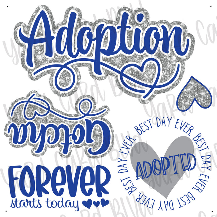 Adoption Set Half Sheet - Blue and Silver