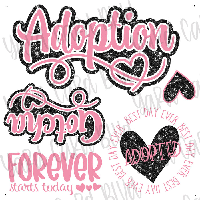 Adoption Set Half Sheet - Pink and Black