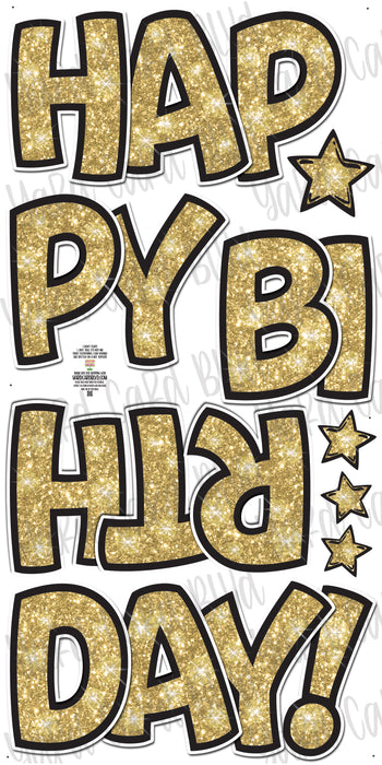 BB FAB5 Happy Birthday Splash Set in Gold Glitter