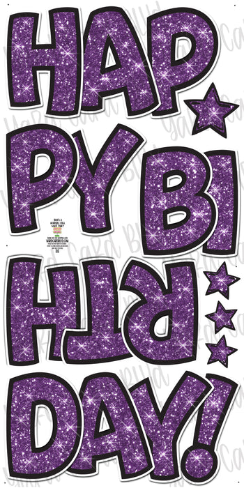 BB FAB5 Happy Birthday Splash Set in Purple Glitter