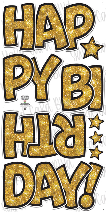 BB FAB5 Happy Birthday Splash Set in Yellow Gold Glitter