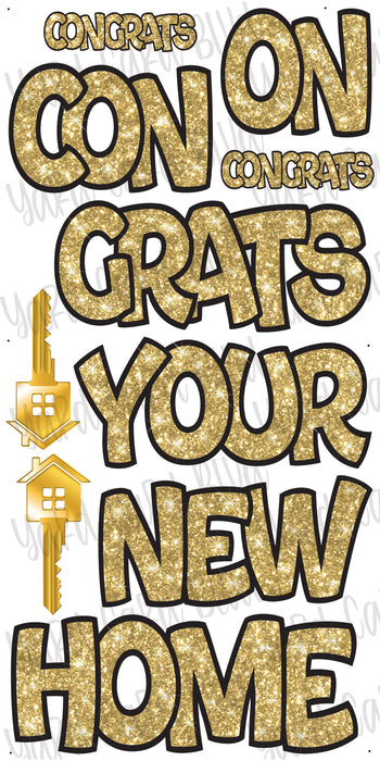 Congrats On Your New Home EZ Sets - Gold Glitter