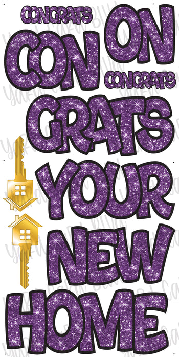 Congrats On Your New Home EZ Sets - Purple Glitter
