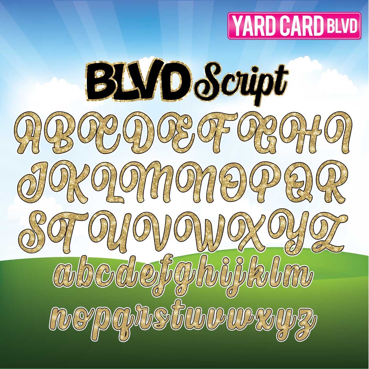 BLVD Script Letter Set - 93 pieces — Yard Card Blvd