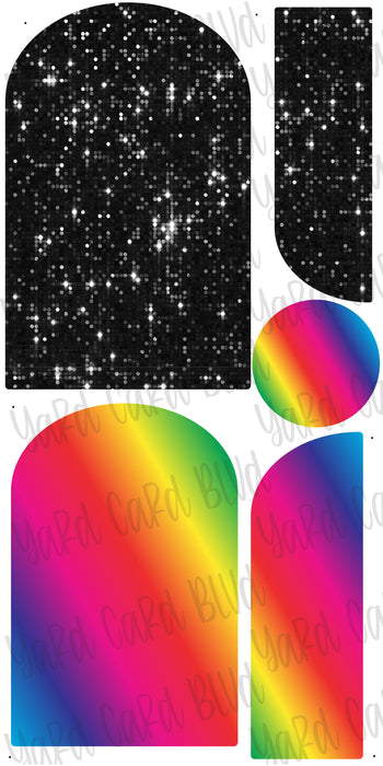 Background Panels in Bright Rainbow and Black Sequin